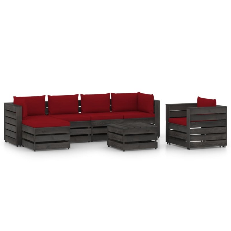 vidaXL Set Salotto da Giardino 7pz con Cuscini Legno Impregnato Grigio vidaXL Set Salotto da Giardino 7pz con Cuscini Legno Impregnato Grigio
