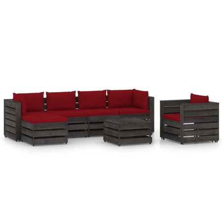vidaXL Set Salotto da Giardino 7pz con Cuscini Legno Impregnato Grigio