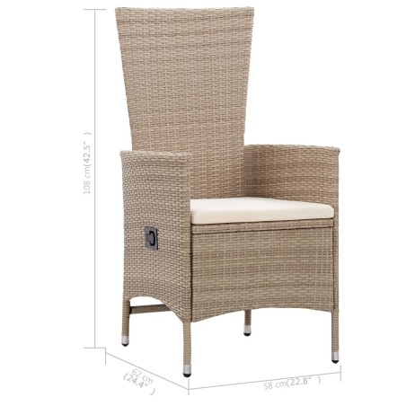vidaXL Set Mobili da Pranzo per Giardino 5 pz Beige 