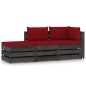 vidaXL Set Salotto da Giardino 3pz con Cuscini Legno Impregnato Grigio vidaXL Set Salotto da Giardino 3pz con Cuscini Legno Impregnato Grigio