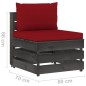 vidaXL Set Salotto da Giardino 3pz con Cuscini Legno Impregnato Grigio vidaXL Set Salotto da Giardino 3pz con Cuscini Legno Impregnato Grigio