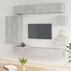 Set Mobili Porta TV 8pz Grigio Cemento in Legno Multistrato