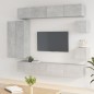 Set Mobili Porta TV 8pz Grigio Cemento in Legno Multistrato Set Mobili Porta TV 8pz Grigio Cemento in Legno Multistrato
