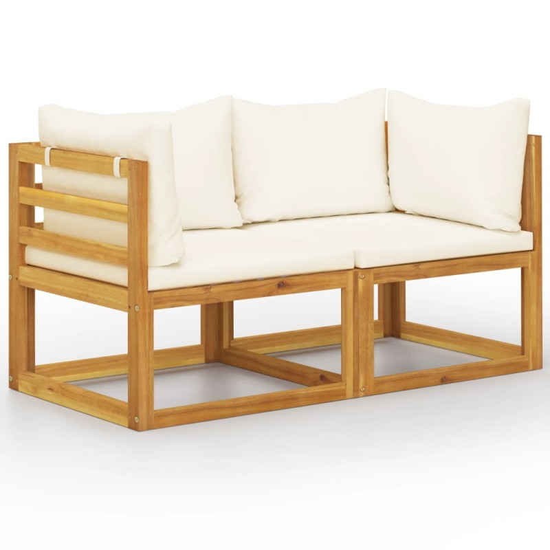 vidaXL Panchina da Giardino a 2 Posti con Cuscini Bianco Crema vidaXL Panchina da Giardino a 2 Posti con Cuscini Bianco Crema