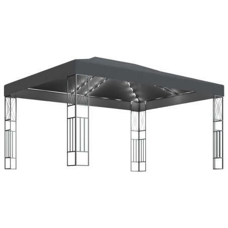 vidaXL Gazebo con Stringa di Luci LED 3x4 m in Tessuto Antracite
