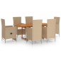 vidaXL Set Mobili da Pranzo per Giardino 7 pz in Polyrattan Beige vidaXL Set Mobili da Pranzo per Giardino 7 pz in Polyrattan Beige