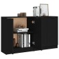 Credenze 2 pz Nere 60x30x70 cm in Legno Multistrato Credenze 2 pz Nere 60x30x70 cm in Legno Multistrato