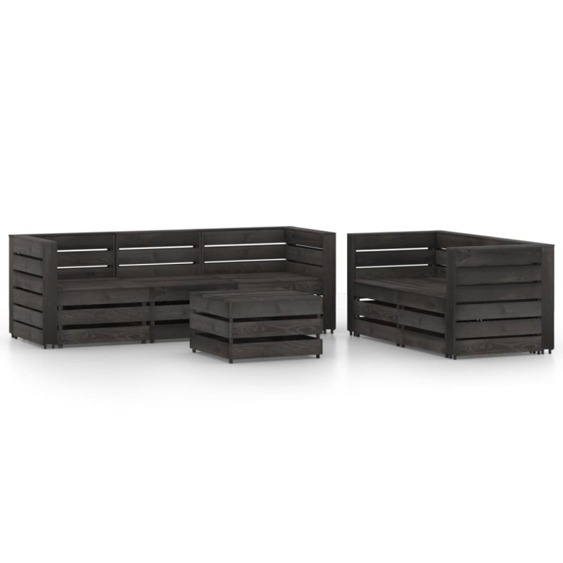 vidaXL Set Salotto da Giardino 6 pz in Legno di Pino Impregnato Grigio vidaXL Set Salotto da Giardino 6 pz in Legno di Pino Impregnato Grigio