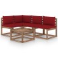 vidaXL Set Salotto da Giardino 5 pz con Cuscini Rosso Vino vidaXL Set Salotto da Giardino 5 pz con Cuscini Rosso Vino
