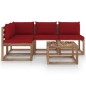 vidaXL Set Salotto da Giardino 5 pz con Cuscini Rosso Vino vidaXL Set Salotto da Giardino 5 pz con Cuscini Rosso Vino