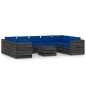 vidaXL Set Salotto Giardino con Cuscini 10 pz Legno Impregnato Grigio vidaXL Set Salotto Giardino con Cuscini 10 pz Legno Impregnato Grigio