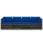 vidaXL Divano da Giardino 4 Posti con Cuscini Legno Impregnato Grigio vidaXL Divano da Giardino 4 Posti con Cuscini Legno Impregnato Grigio