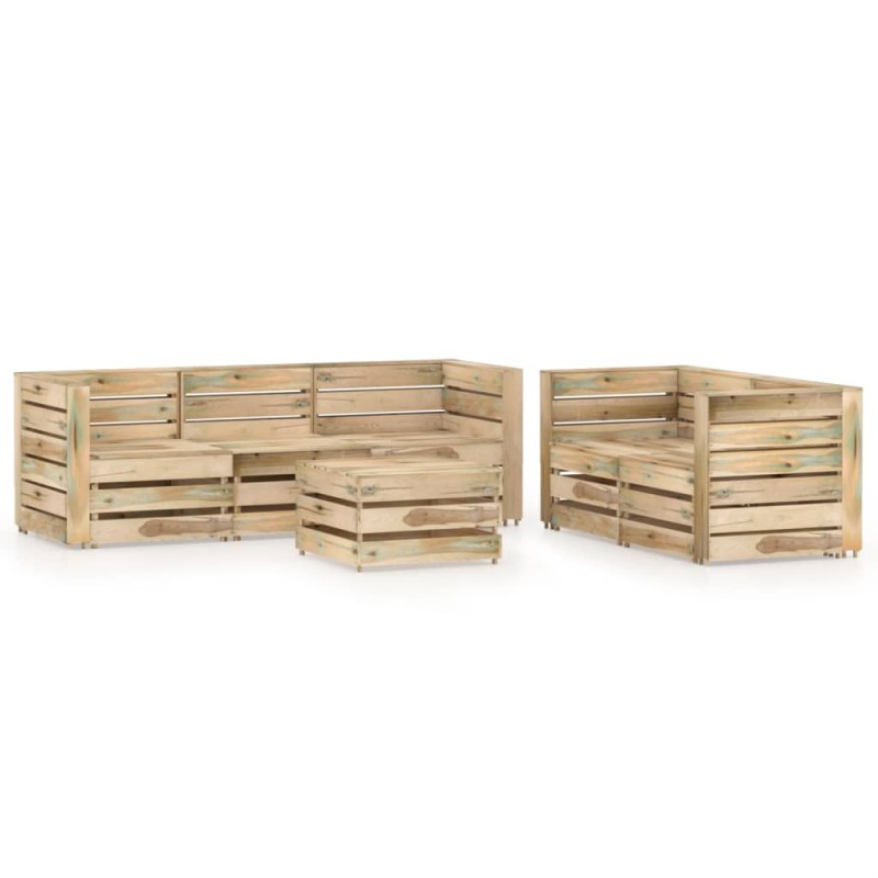 vidaXL Set Salotto da Giardino 6 pz in Legno di Pino Impregnato Verde vidaXL Set Salotto da Giardino 6 pz in Legno di Pino Impregnato Verde