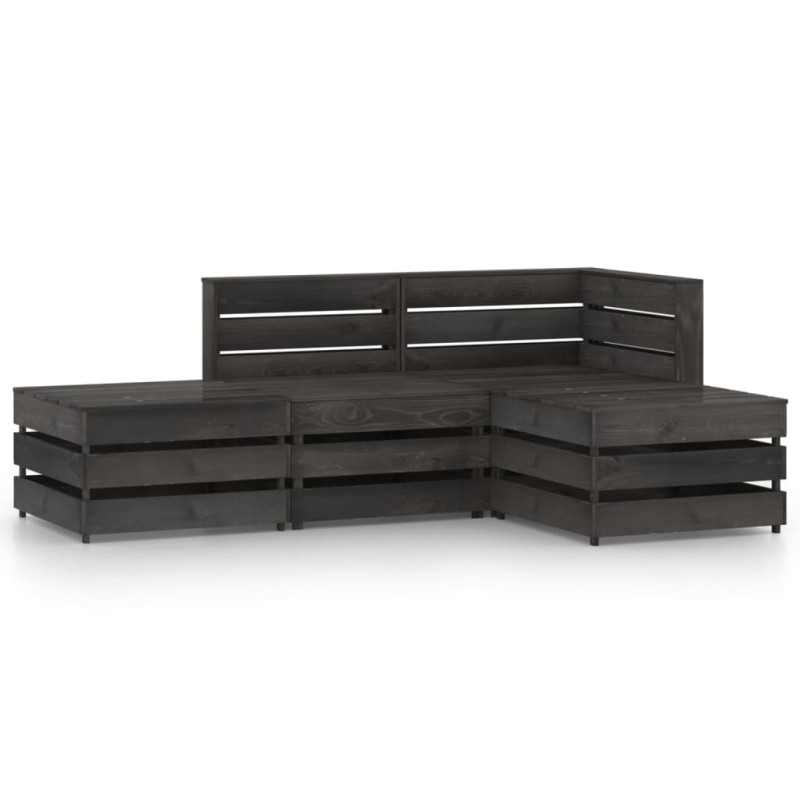 vidaXL Set Salotto da Giardino 4 pz in Legno di Pino Impregnato Grigio vidaXL Set Salotto da Giardino 4 pz in Legno di Pino Impregnato Grigio