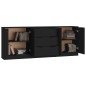 Credenze 3 pz Nere in Legno Multistrato Credenze 3 pz Nere in Legno Multistrato