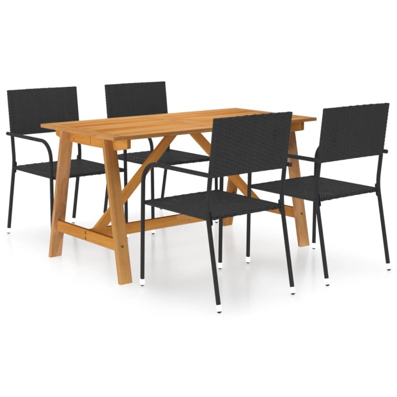 vidaXL Set Mobili da Pranzo per Giardino 5 pz Nero vidaXL Set Mobili da Pranzo per Giardino 5 pz Nero