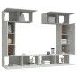Set di Mobili Porta TV 6 pz Grigio Cemento in Legno Multistrato Set di Mobili Porta TV 6 pz Grigio Cemento in Legno Multistrato