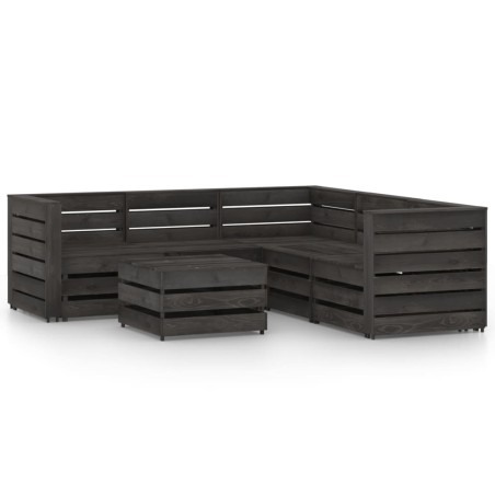 vidaXL Set Divani da Giardino 6 pz in Legno di Pino Impregnato Grigio