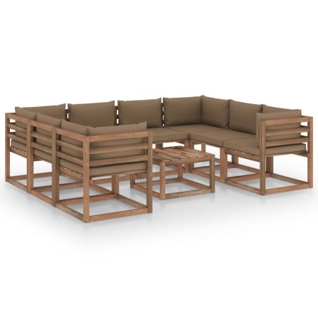 vidaXL Set Salotto da Giardino 9 pz con Cuscini Tortora