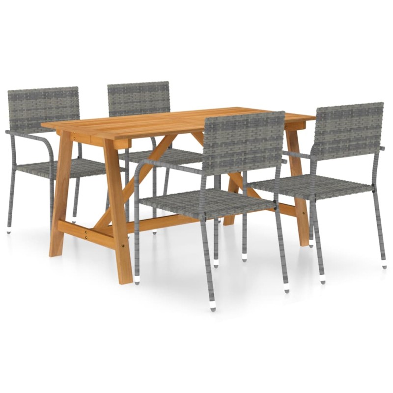 vidaXL Set Mobili da Pranzo per Giardino 5 pz Grigio vidaXL Set Mobili da Pranzo per Giardino 5 pz Grigio