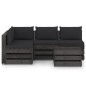 vidaXL Set Salotto da Giardino 5pz con Cuscini Legno Impregnato Grigio