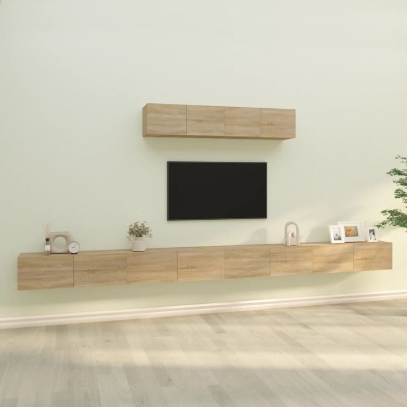 Set di Mobili Porta TV 6 pz Rovere Sonoma in Legno Multistrato Set di Mobili Porta TV 6 pz Rovere Sonoma in Legno Multistrato