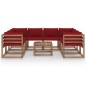 vidaXL Set Salotto da Giardino 9 pz con Cuscini Rosso Vino vidaXL Set Salotto da Giardino 9 pz con Cuscini Rosso Vino
