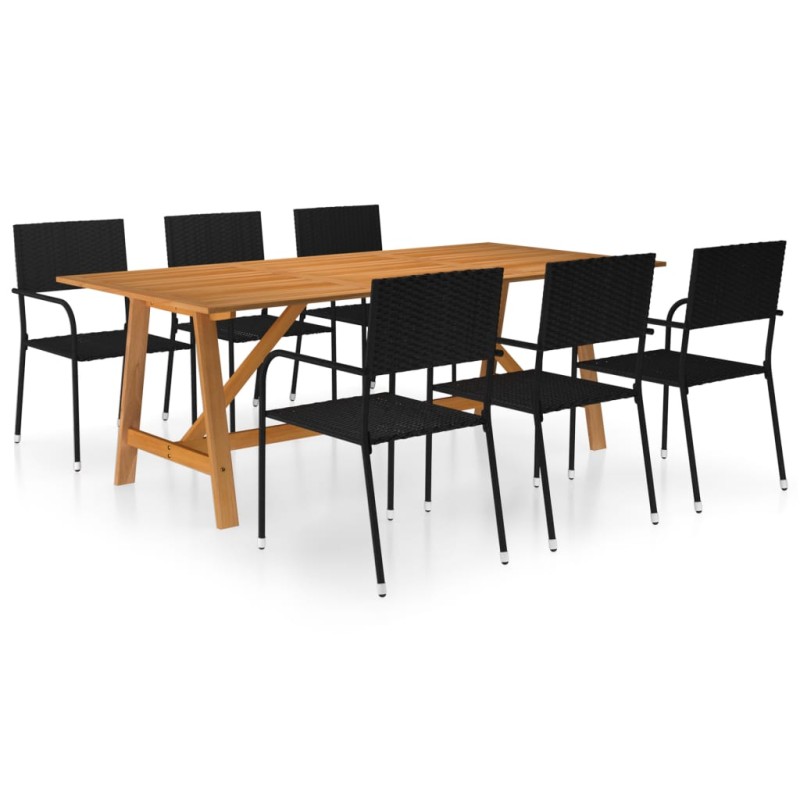 vidaXL Set Mobili da Pranzo per Giardino 7 pz Nero vidaXL Set Mobili da Pranzo per Giardino 7 pz Nero