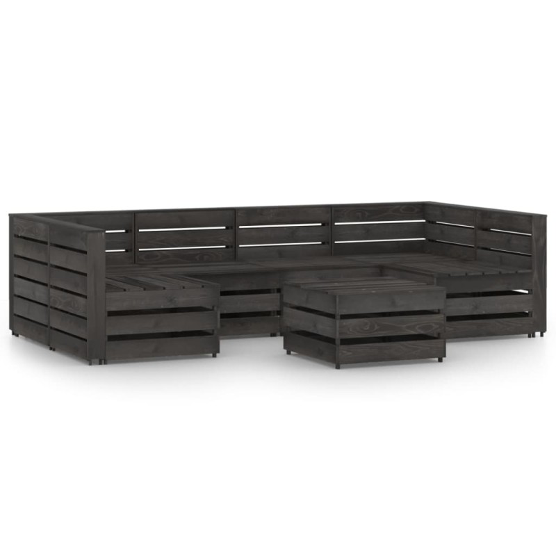 vidaXL Set Salotto da Giardino 7 pz in Legno di Pino Impregnato Grigio vidaXL Set Salotto da Giardino 7 pz in Legno di Pino Impregnato Grigio