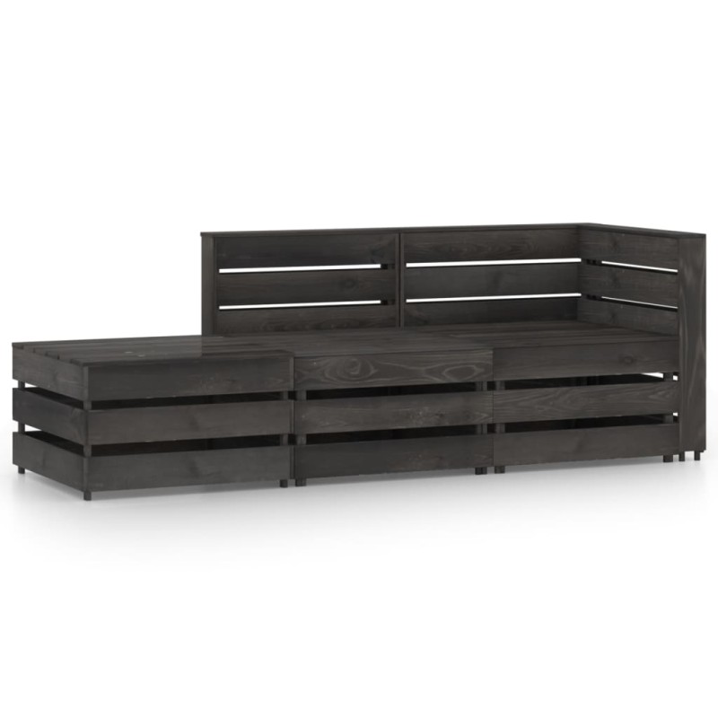 vidaXL Set Salotto da Giardino 3 pz in Legno di Pino Impregnato Grigio vidaXL Set Salotto da Giardino 3 pz in Legno di Pino Impregnato Grigio