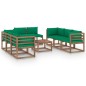 vidaXL Set Divani da Giardino 9 pz con Cuscini Verdi vidaXL Set Divani da Giardino 9 pz con Cuscini Verdi