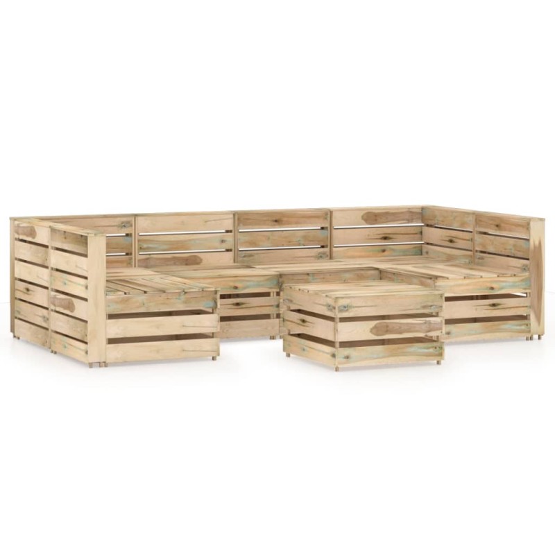 vidaXL Set Salotto da Giardino 7 pz in Legno di Pino Impregnato Verde vidaXL Set Salotto da Giardino 7 pz in Legno di Pino Impregnato Verde