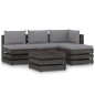 vidaXL Set Salotto da Giardino 5pz con Cuscini Legno Impregnato Grigio vidaXL Set Salotto da Giardino 5pz con Cuscini Legno Impregnato Grigio