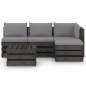 vidaXL Set Salotto da Giardino 5pz con Cuscini Legno Impregnato Grigio vidaXL Set Salotto da Giardino 5pz con Cuscini Legno Impregnato Grigio
