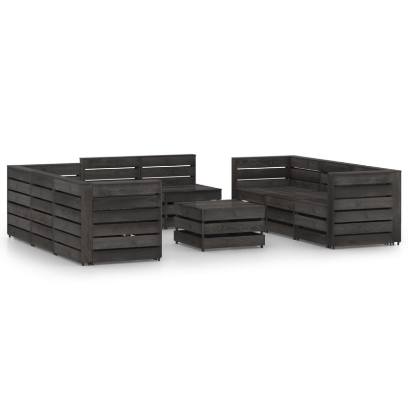 vidaXL Set Salotto da Giardino 9 pz in Legno di Pino Impregnato Grigio vidaXL Set Salotto da Giardino 9 pz in Legno di Pino Impregnato Grigio