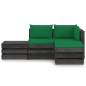vidaXL Set Salotto da Giardino 4pz con Cuscini Legno Impregnato Grigio vidaXL Set Salotto da Giardino 4pz con Cuscini Legno Impregnato Grigio
