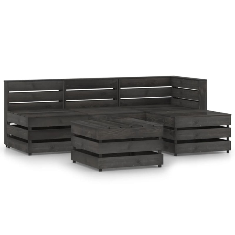 vidaXL Set Salotto da Giardino 5 pz in Legno di Pino Impregnato Grigio vidaXL Set Salotto da Giardino 5 pz in Legno di Pino Impregnato Grigio