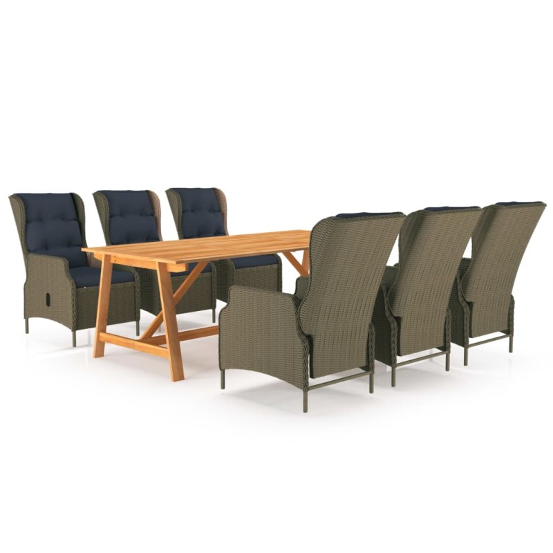 vidaXL Set Mobili da Pranzo per Giardino 7 pz Marrone vidaXL Set Mobili da Pranzo per Giardino 7 pz Marrone