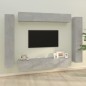 Set Mobili Porta TV 8pz Grigio Cemento in Legno Multistrato Set Mobili Porta TV 8pz Grigio Cemento in Legno Multistrato