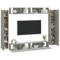 Set Mobili Porta TV 8pz Grigio Cemento in Legno Multistrato Set Mobili Porta TV 8pz Grigio Cemento in Legno Multistrato