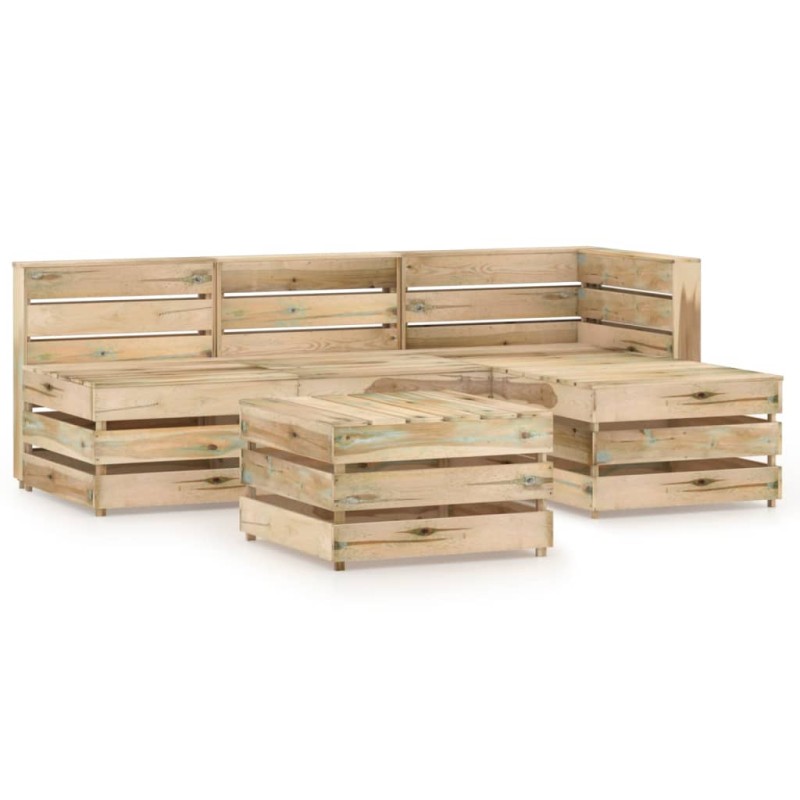 vidaXL Set Salotto da Giardino 5 pz in Legno di Pino Impregnato Verde vidaXL Set Salotto da Giardino 5 pz in Legno di Pino Impregnato Verde