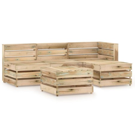 vidaXL Set Salotto da Giardino 5 pz in Legno di Pino Impregnato Verde