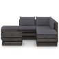 vidaXL Set Salotto da Giardino 6pz con Cuscini Legno Impregnato Grigio