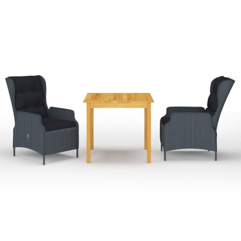 vidaXL Set Mobili da Pranzo per Giardino 3 pz Grigio Scuro vidaXL Set Mobili da Pranzo per Giardino 3 pz Grigio Scuro