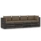 vidaXL Divano da Giardino 4 Posti con Cuscini Legno Impregnato Grigio vidaXL Divano da Giardino 4 Posti con Cuscini Legno Impregnato Grigio