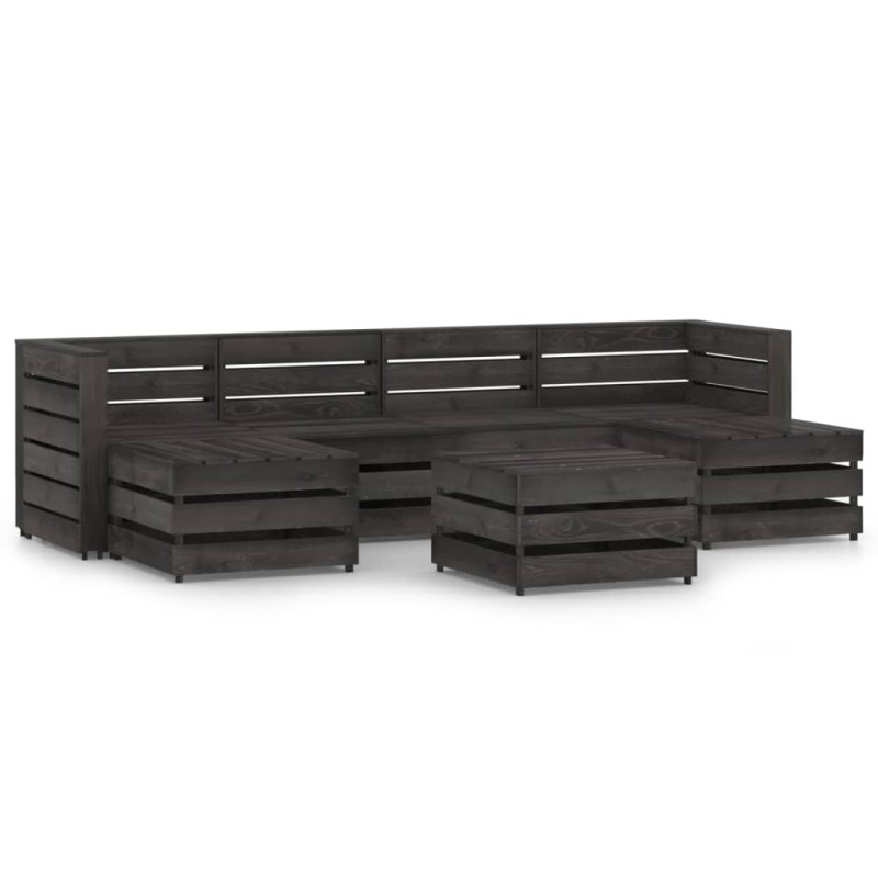 vidaXL Set Salotto da Giardino 7 pz in Legno di Pino Impregnato Grigio vidaXL Set Salotto da Giardino 7 pz in Legno di Pino Impregnato Grigio