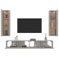 Set di Mobili Porta TV 4 pz Grigio Cemento in Legno Multistrato Set di Mobili Porta TV 4 pz Grigio Cemento in Legno Multistrato