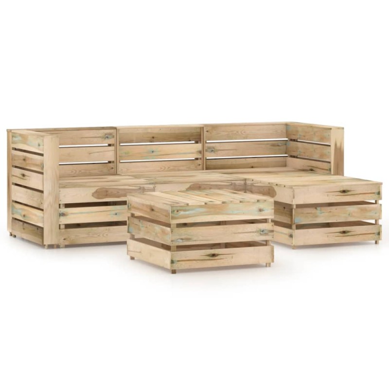 vidaXL Set Salotto da Giardino 5 pz in Legno di Pino Impregnato Verde vidaXL Set Salotto da Giardino 5 pz in Legno di Pino Impregnato Verde