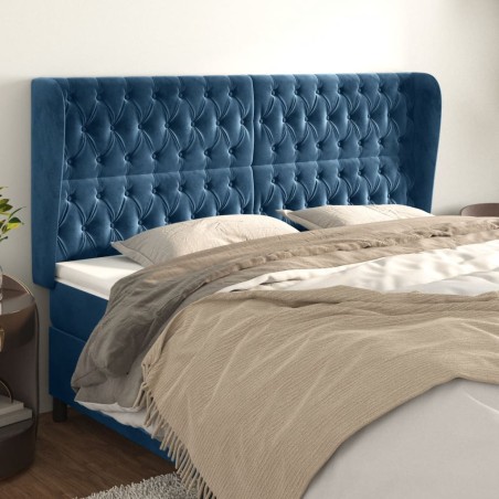 Testiera ad Orecchio Blu Scuro 203x23x118/128 cm in Velluto