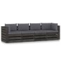 vidaXL Divano da Giardino 4 Posti con Cuscini Legno Impregnato Grigio vidaXL Divano da Giardino 4 Posti con Cuscini Legno Impregnato Grigio